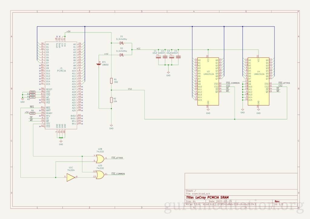 SRAM PCMCIA card schematic