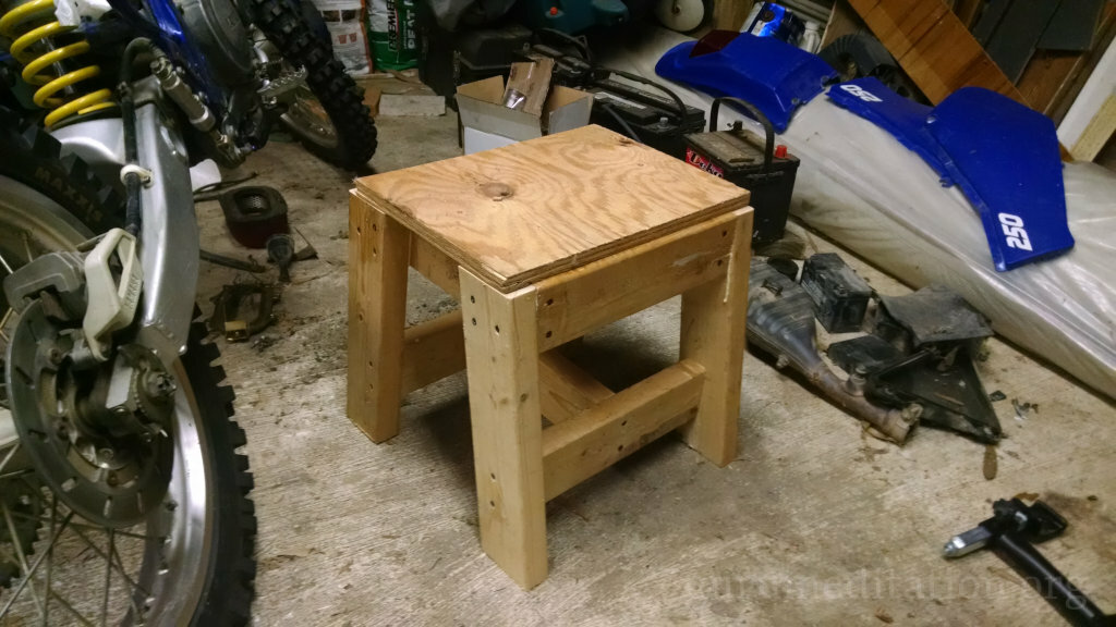Motorcycle stand built out of wood
